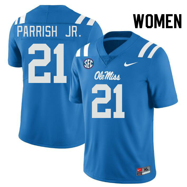 Women #21 Henry Parrish Jr. Ole Miss Rebels College Football Jerseys Stitched-Power Blue